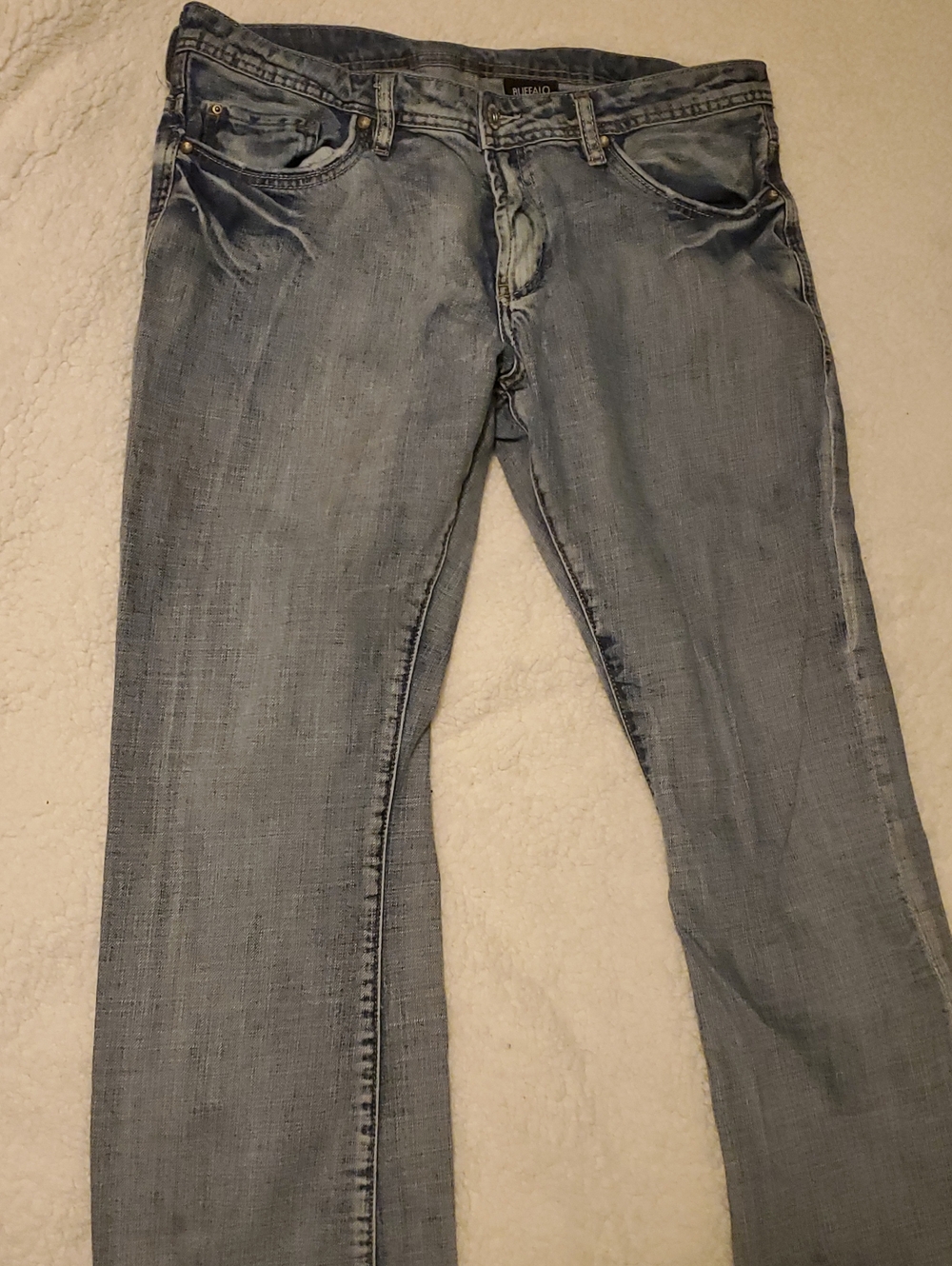 Buffalo David Bitton Men's Faded Blue Straight Jeans